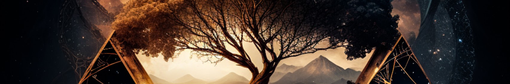 DemystifySci channel art: a golden tree of knowledge growing inside a prism triangle against a cosmic night sky.